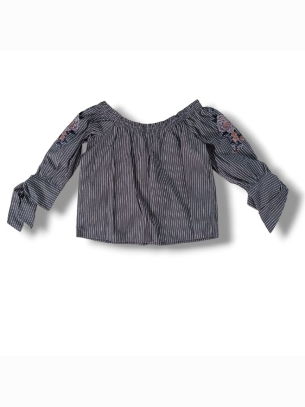 AEO American Eagle Outfitters Off Shoulder Top Blouse Shirt Floral Blue Size XS